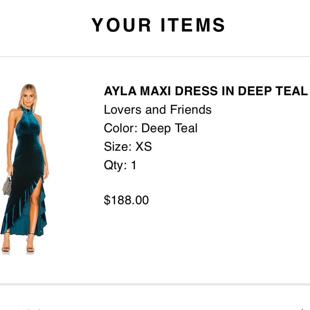 Revolve Deep Teal Velvet Halter Dress - no tags but never worn!